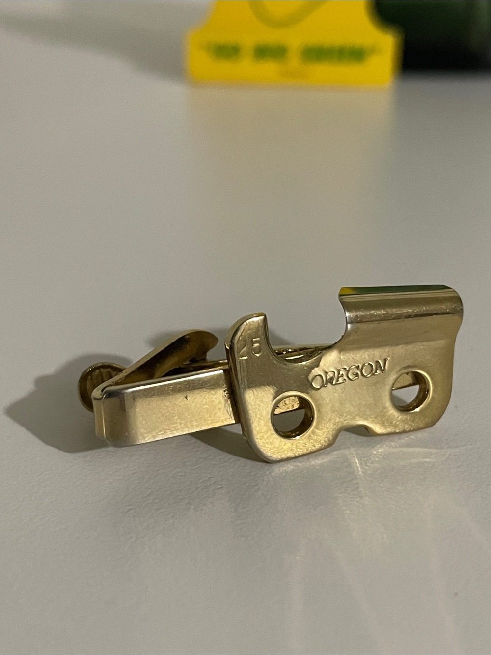 60's Oregon State 25 year memorial Tie clip / bottle opener - goldtone